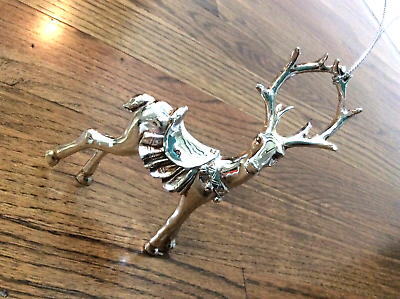 #ad Christmas deer ornament figural ornate reindeer big Antlers 6” $22.53
