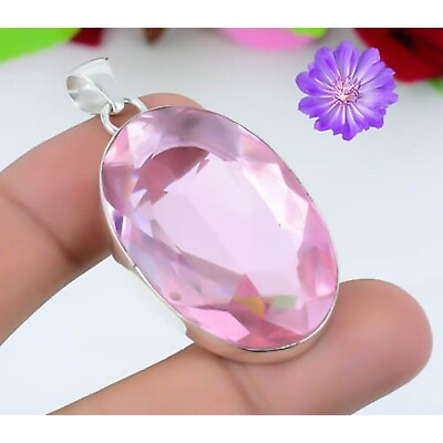 #ad Pink Kunzite Pendant 925 Sterling Silver Handmade Silver Jewelry 1.60quot; $7.35