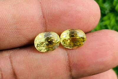#ad Lab Created Yellow Sapphire Pair Oval Faceted Loose Stones 10x13 MM $100.00