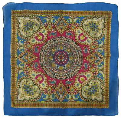 #ad 2 Pack 22quot;x22quot; Ornate Paisley Mosaic Multi Color Blue 100% Cotton Bandana $8.88