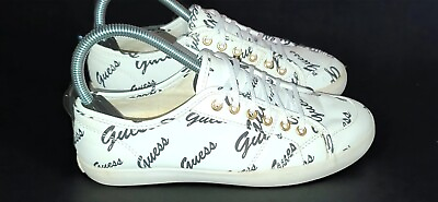#ad Guess Low Top Women’s Sneakers White All Over Logo Lace Up Size 6.5M $61.00