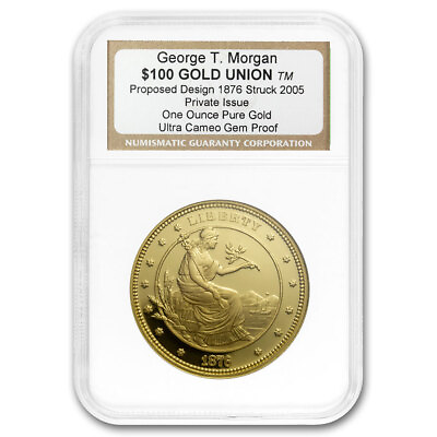 #ad 1 oz Gold Round $100 Gold Union George T. Morgan Proof UCAM NGC $2654.56