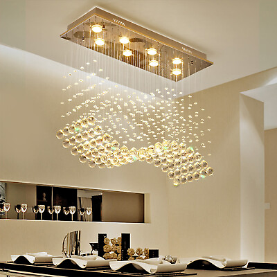#ad LED Ceiling Light Modern Raindrop Crystal Luxury Chandelier Pendant Lamp Fixture $119.00