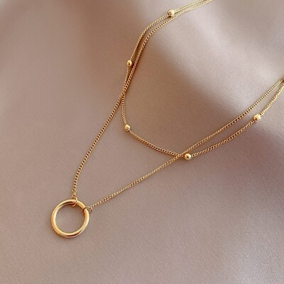 #ad Women#x27;s Fashion Bohemian Jewelry Gold Multilayered Circle Pendant Necklace 358 $11.66