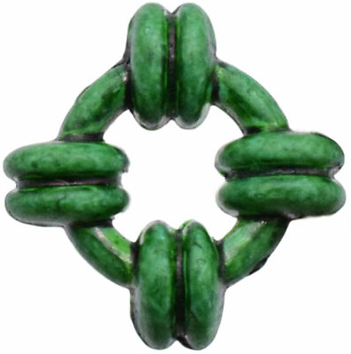 #ad Green Ceramic Round Bead Finding Crafts Jewelry Making Vintage 15 mm $6.99