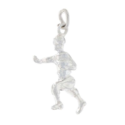 #ad Football Player Charm Sterling Silver Sports Pendant $9.99