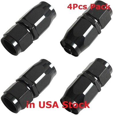 #ad 4PCs 6AN AN6 6AN BLACK STRAIGHT SWIVEL FUEL OIL HOSE END FITTINGS $10.45