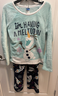 #ad DISNEY Frozen Olaf Womens 8 10 Plush Pajamas Set “I’m Having A Meltdown” $15.00
