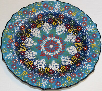 #ad Turkish Blue 10quot; 25cm Iznik Floral Pattern Handmade Ceramic Plate $27.97