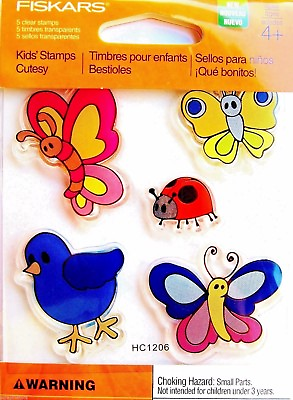 #ad Ladybug Bird and Butterflies Clear Acrylic Stamp Set by Fiskars NEW $3.99