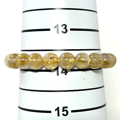 #ad Genuine amp; Natural Golden Rutilated Quartz Beads Stretchy Endless Bracelet $153.95