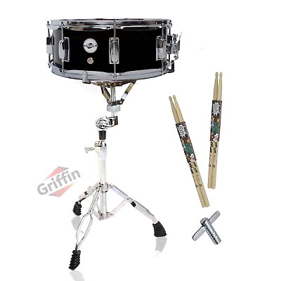 #ad GRIFFIN Snare Drum Kit Snare Stand 2 Pairs Maple Wood Drum Sticks amp; Drum Key $62.95