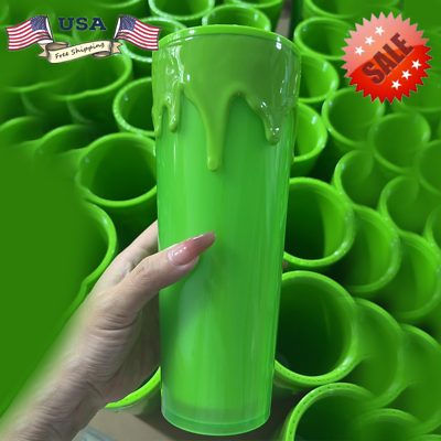 #ad 2023 Halloween Slime Green Glow in the Dark Tumbler Cup 24oz US #x27; $23.99
