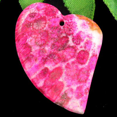 #ad 48x35x6mm Peachblow Natural Nipomo Coral Heart Pendant Bead Q07301 $9.95