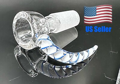 #ad 14mm Blue Swirl Horned Bowl High Quality Built In Screen Thick Glass $13.99
