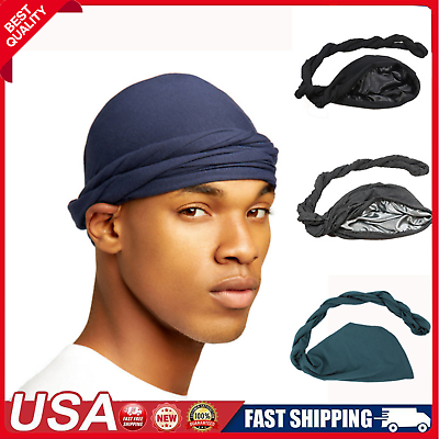 #ad Men Turban Head Wrap Satin Lined Head Scarf HaloTurban Hijab Hat Cap Cover L XL $12.59