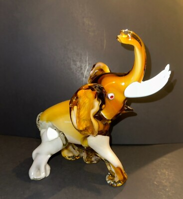 #ad Vintage Large Mexico Studio Handcrafted Art Glass Elephant Figurine. $55.00