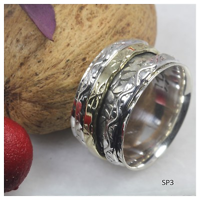#ad Dual Tone Bali Sterling Silver 925 Wide Heavy Band Spinner Ring Meditation Ring $21.07