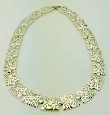 #ad Vintage Silver Plated Filigree Link Necklace 18” $29.99