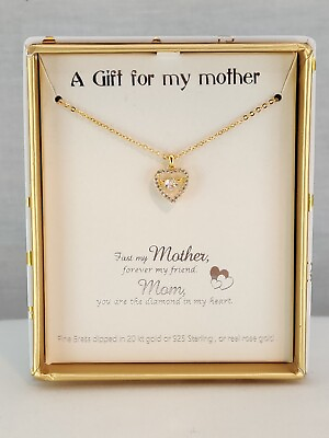 #ad 16quot; Heart Charm Necklace Gift for Mom with Decorative Box amp; Endearing Sentiment $16.90