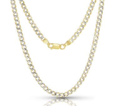 #ad 14k Yellow Gold Plated Over Sterling Silver Curb Link 4MM Italian Chain Necklace $31.99