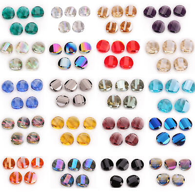 #ad 10Pcs 14mm Twist Coin Faceted Rondelle Glass Spacer Bead Crystal Loose Beads C $2.92