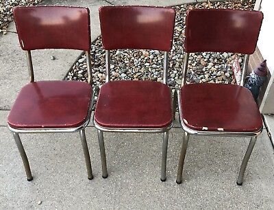#ad Retro 1950#x27;s Red Chairs Lot Of 3 $122.13