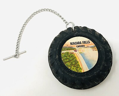 #ad Vintage Niagara Falls Canada Souvenir Compass Tire Keychain KP21 $11.73