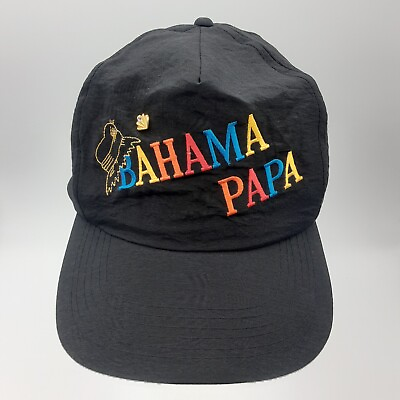 #ad Vintage Bahama Papa Hat Souvenir Fishing Cap Snapback Black Multicolor Script $19.99