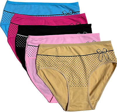 #ad New 5 Women High Waist Poly Briefs Highcut Cotton Underwear Panties #6871 $12.99