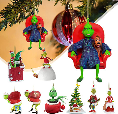 #ad Merry Christmas Grinch Stole Ornaments Xmas Tree Hanging Figure Pendant Decor $4.99