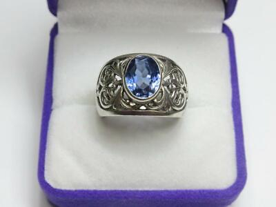 #ad Vintage Russian Ring Sterling Silver 875 Sapphire Soviet Jewelry USSR Size 8 $120.00
