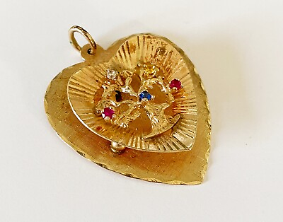 #ad 14K Gold Charm with 5 Precious Stones $495.00