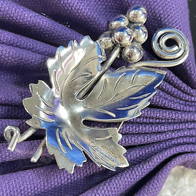 #ad Vintage Leaf fall Sterling Silver 0.925 2 1 2quot; x 1 1 2quot; pin brooch $170.45