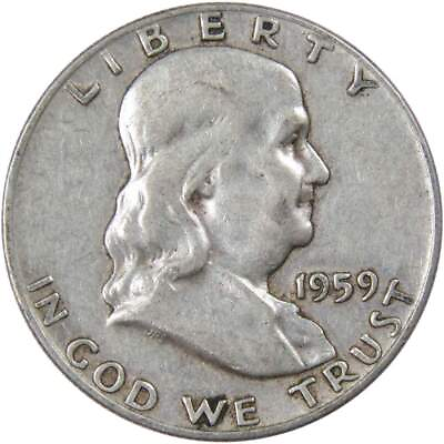 #ad 1959 Franklin Half Dollar AG About Good 90% Silver 50c US Coin Collectible $17.99