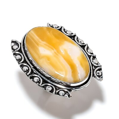 #ad Yellow Septarian Handmade 925 Sterling Silver Gift Ring Size 8.5 $14.99