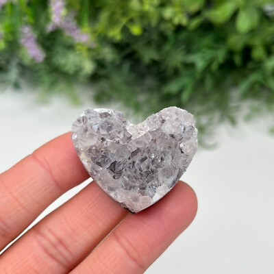 #ad Amethyst Heart Crystal Carving Unpolished White Cabochon Jewellery 24g 3.5cm GBP 7.00