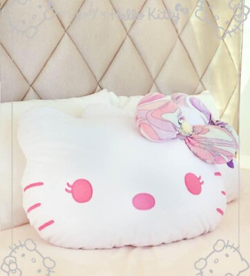 #ad RARE Hello kitty large face Kawaii cushion 22.5”×16.5” Plush Sanrio NEW $149.99