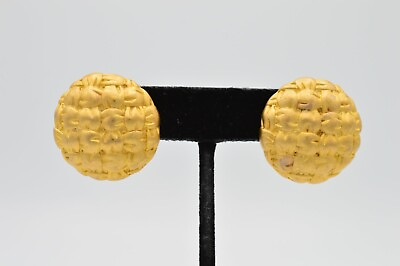 Givenchy Earrings Brushed Gold Weaved Basket Circle Vintage Runway Signed 9I $131.96