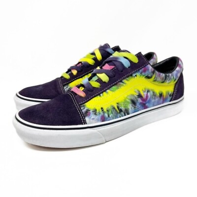 #ad VANS Tie Dye Purple Multi Off Wall Skateboard Shoes Suede Canvas Mens Size 11.5 $34.93