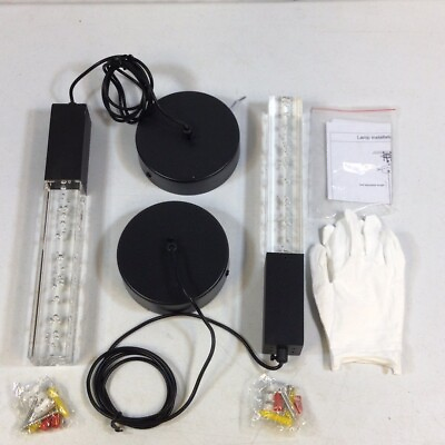 #ad Aoceley Black Crystal Modern Integrated LED Hanging Pendant Light Fixture 2 Pack $44.99