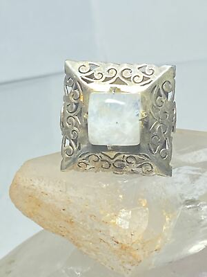 #ad Moonstone Ring large square sterling silver women $68.00