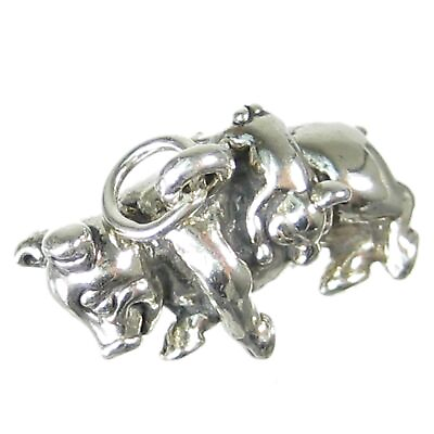 #ad Pig and Piglet 2D sterling silver charm .925 x1 Pigs Sow Piglets charms. $34.50