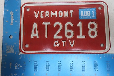 #ad Vermont License Plate Tag VT 1994 94 Natural Sticker ATV AT2618 $31.49