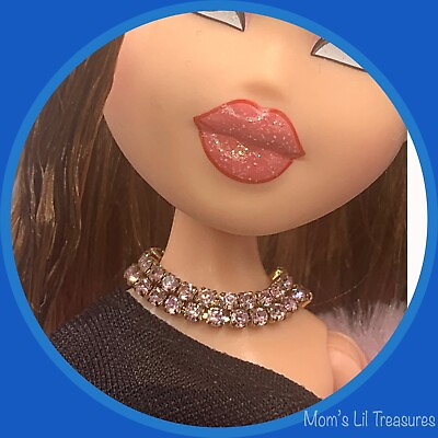 #ad #ad Pink Rhinestone Choker Style Doll Necklace 10 12” Doll Jewelry Handmade $7.00