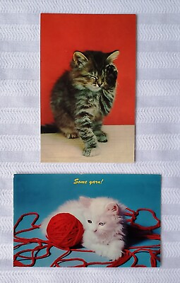 #ad Pair of Vintage Midcentury Color Photo Postcards of Kittens Cats $24.95