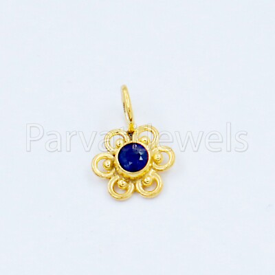 #ad Natural Blue Sapphire Charms Solid 18k Gold Designer Womens Girls Charms Pendant $91.40