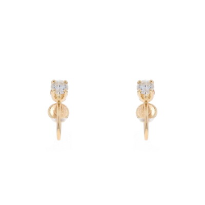 #ad Yellow Gold Diamond Stud Earrings 14k Round .50ctw Non Pierced Screw Ons $373.99