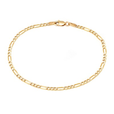 #ad 14K Yellow Gold 2.5mm Figaro Link Chain Anklet 10quot; inch ITALY 14K $109.99