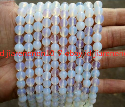 #ad 8 10 12 14mm Faceted Opal Moonstone Gemstone Round Beads Loose Beads 15#x27;#x27; AAA $4.74